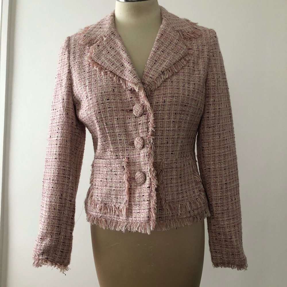 Thalia Sodi pink frayed edge blazer Sz M